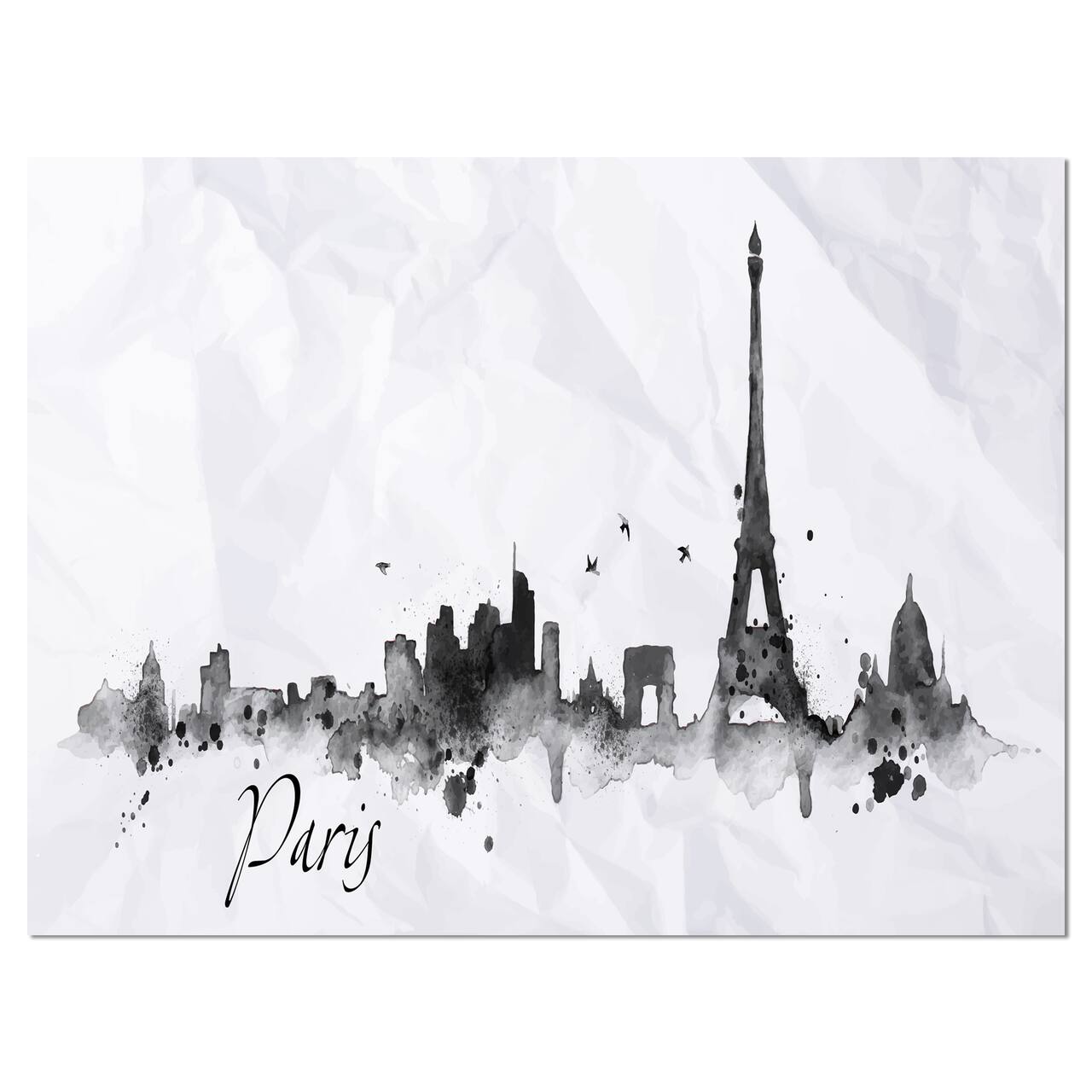 Designart - Paris with Eiffel Silhouette - Cityscape Painting Canvas Print